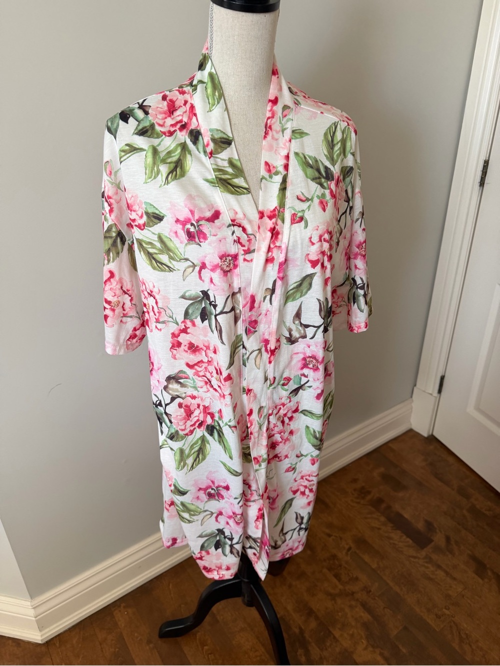 Show Me Your MuMu White Floral Kimono with Pink & Green Print